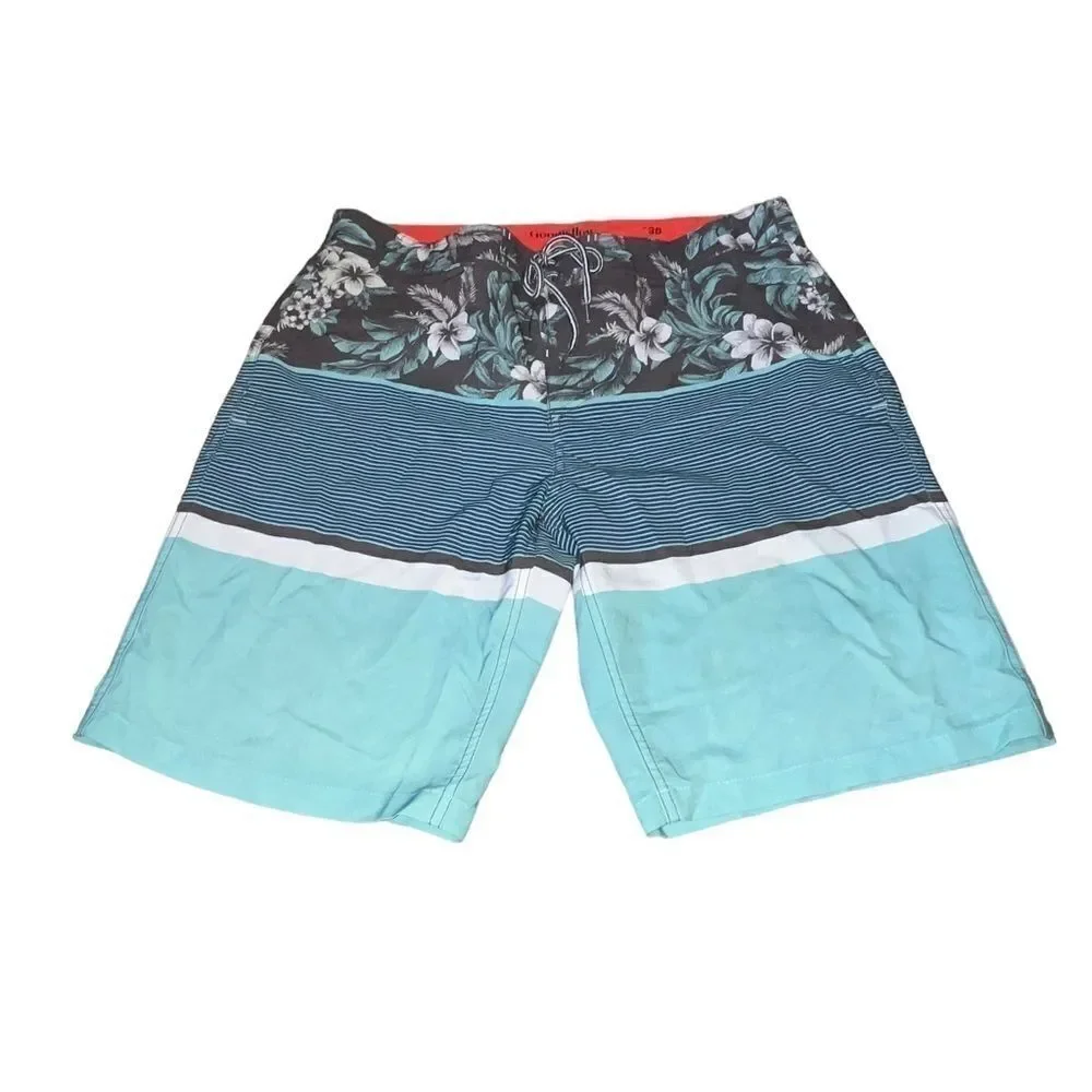 Men's Goodfellow & Co Blue & Grey Hawaiian Print Swimsuit